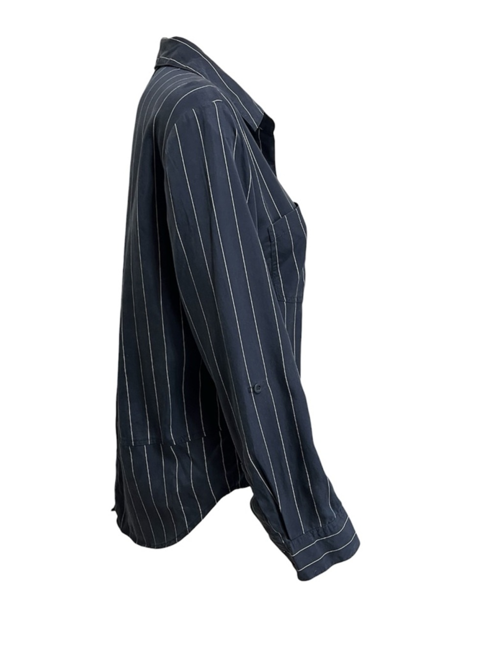 Velvet Heart Navy and White Pinstripe Shirt 3/4 or Long Sleeve Size S - Picture 2 of 9